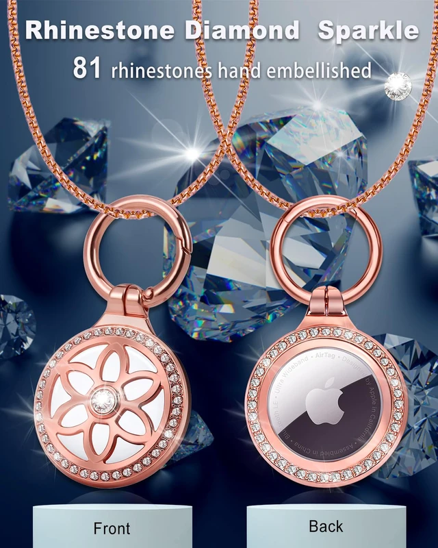 Alt view image 3 of 7 - for Airtag (1st & 2nd Gen) Necklace for Kids,Girls,Adults,Womans,Metal Badge Air Tag Holder,29in Adjustable Alloy Necklace with Airtag Case
