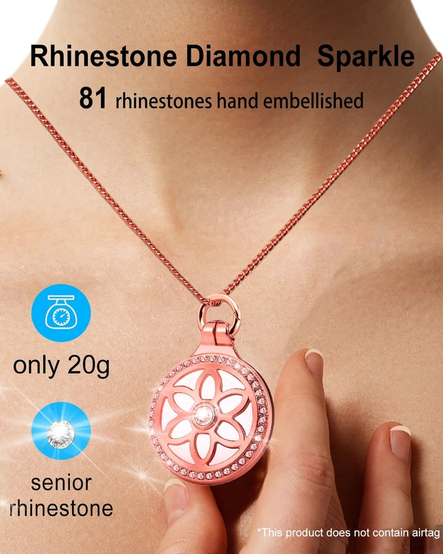 Alt view image 2 of 7 - for Airtag (1st & 2nd Gen) Necklace for Kids,Girls,Adults,Womans,Metal Badge Air Tag Holder,29in Adjustable Alloy Necklace with Airtag Case