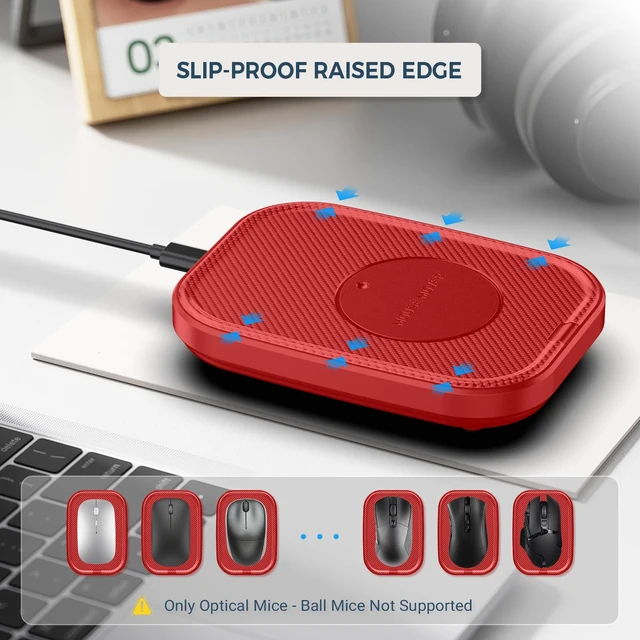 Alt view image 3 of 7 - Mouse Jiggler Undetectable Ultra Slim Mouse Mover with Realistic Movement, No Software Needed, Keeps Your PC Awake and Active, Keeps Computer Awake for Office or Remote Work - Red