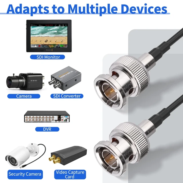 Alt view image 6 of 6 - 3G/6G SDI Cable 6ft 75 Ohm BNC Jumper RG179 Thin Coaxial Cable for Camera Monitor Switcher,Support HD-SDI/3G-SDI/4K/8K Video Camera Wire (Black,2-Pack)