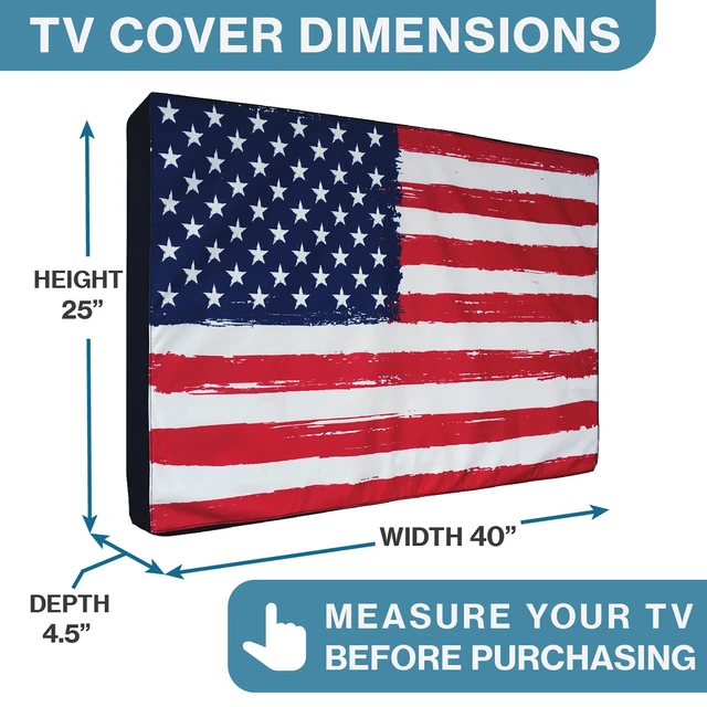 Alt view image 3 of 7 - Outdoor TV Cover 40, 42, 43 inch - WITH ZIPPER, Weatherproof and Waterproof 360 degrees protection, 600D Heavy Duty Fabric American Flag