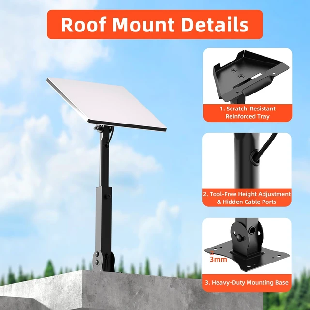 Alt view image 3 of 7 - Starlink Mount for Starlink Mini/Mini X, Adjustable Wall/Roof Mounting Kit Heavy Duty Telescoping Design, Waterproof & Rustproof, Adjustable Tilt 120 for Better Signal