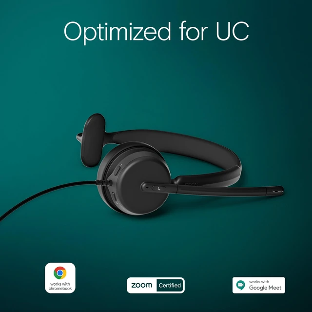 Alt view image 4 of 7 - Impact 430 Mono On-Ear Wired USB-C and USB-A Headset with Noise-Canceling Mic, Plug-and-Play, Clear Audio, Lightweight Comfort, Suitable for Remote Work, Office Calls, and Online Meetings