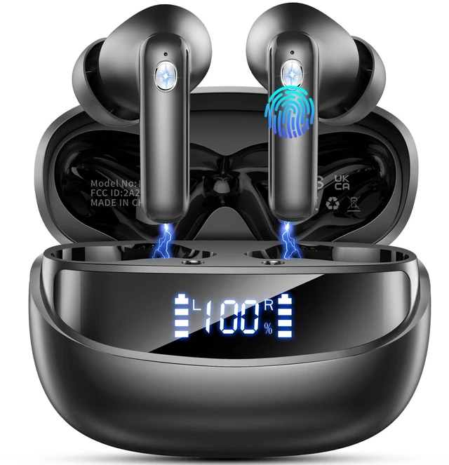 Main image of 2026 Wireless Earbuds 5.4, Bluetooth Headphones HiFi Stereo, 50H Playtime In-Ear Headphones with 4 ENC Noise Cancelling Mics, IP7 Waterproof Wireless Headphones, Earbuds for iOS/Android, LED Display