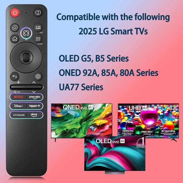 Alt view image 2 of 7 - 2 Pcs MR25GA AKB76046603 Magic AI Remote Compatible with LG 2019 to 2025 TV for MR24GA MR23GA MR22GA MR21GA MR20GA MR19GA Remote, for LG OLED, QNED, UHD, LED, LCD, 4K, 8K, TV Shortcut