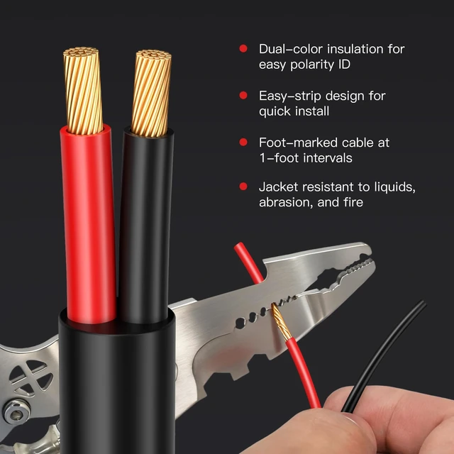 Alt view image 4 of 7 - 16 Gauge Outdoor Speaker Wire 200ft CL3 Direct Burial OFC Cable CL2 Rated, 2 Conductor Stranded Core, UV and Weather Resistant, No Conduit Needed Underground, Garden Patio Pool Audio