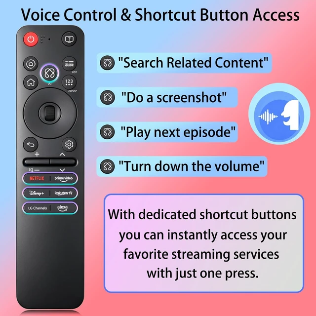 Alt view image 7 of 7 - 2 Pcs MR25GA AKB76046603 Magic AI Remote Compatible with LG 2019 to 2025 TV for MR24GA MR23GA MR22GA MR21GA MR20GA MR19GA Remote, for LG OLED, QNED, UHD, LED, LCD, 4K, 8K, TV Shortcut
