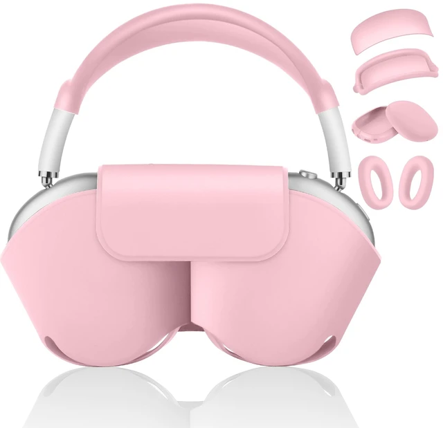 Main image of 5 in 1 Compatible with Airpods Max 2/1 Smart Case Cover, (2020/2026) Sleep Mode Compatible, for Apple AirPod Max Headphones Case Soft Leather & Silicone Set Protective Accessories Portable, Pink
