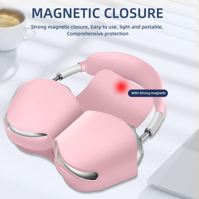 Alt view image 3 of 7 - 5 in 1 Compatible with Airpods Max 2/1 Smart Case Cover, (2020/2026) Sleep Mode Compatible, for Apple AirPod Max Headphones Case Soft Leather & Silicone Set Protective Accessories Portable, Pink