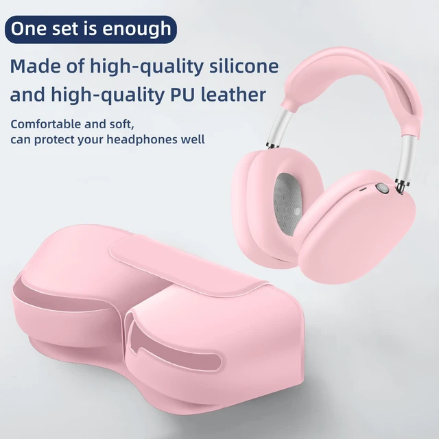 Alt view image 5 of 7 - 5 in 1 Compatible with Airpods Max 2/1 Smart Case Cover, (2020/2026) Sleep Mode Compatible, for Apple AirPod Max Headphones Case Soft Leather & Silicone Set Protective Accessories Portable, Pink