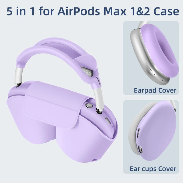 Alt view image 2 of 7 - 5 in 1 Compatible with Airpods Max 2/1 Smart Case Cover, (2020/2026) Sleep Mode Compatible, for Apple AirPod Max Headphones Case Soft Leather & Silicone Set Protective Accessories Portable,Purple