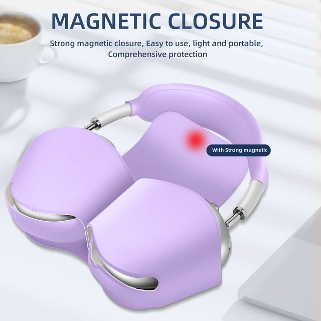 Alt view image 3 of 7 - 5 in 1 Compatible with Airpods Max 2/1 Smart Case Cover, (2020/2026) Sleep Mode Compatible, for Apple AirPod Max Headphones Case Soft Leather & Silicone Set Protective Accessories Portable,Purple