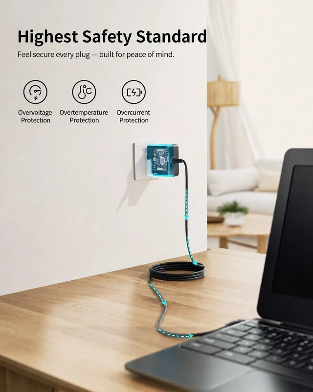 Alt view image 2 of 6 - Charger Fit for Samsung Chromebook Laptop, Chromebook 3 2, XE500C13,PA-1250-98,303C 500C 503C XE303C12 XE501C13 XE500C12 XE503C12 XE503C32, 26W 12V 2.2A Round Connector