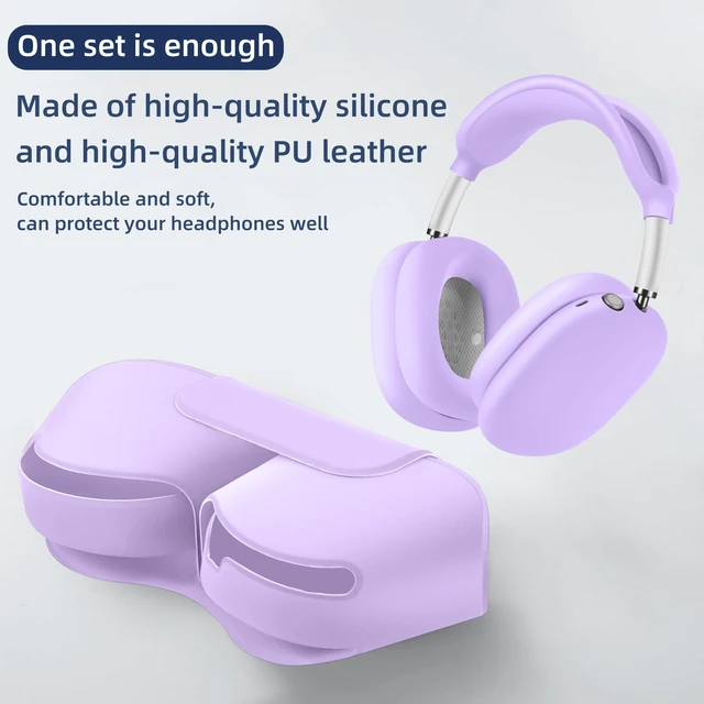 Alt view image 5 of 7 - 5 in 1 Compatible with Airpods Max 2/1 Smart Case Cover, (2020/2026) Sleep Mode Compatible, for Apple AirPod Max Headphones Case Soft Leather & Silicone Set Protective Accessories Portable,Purple