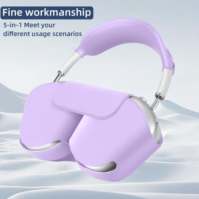 Alt view image 6 of 7 - 5 in 1 Compatible with Airpods Max 2/1 Smart Case Cover, (2020/2026) Sleep Mode Compatible, for Apple AirPod Max Headphones Case Soft Leather & Silicone Set Protective Accessories Portable,Purple