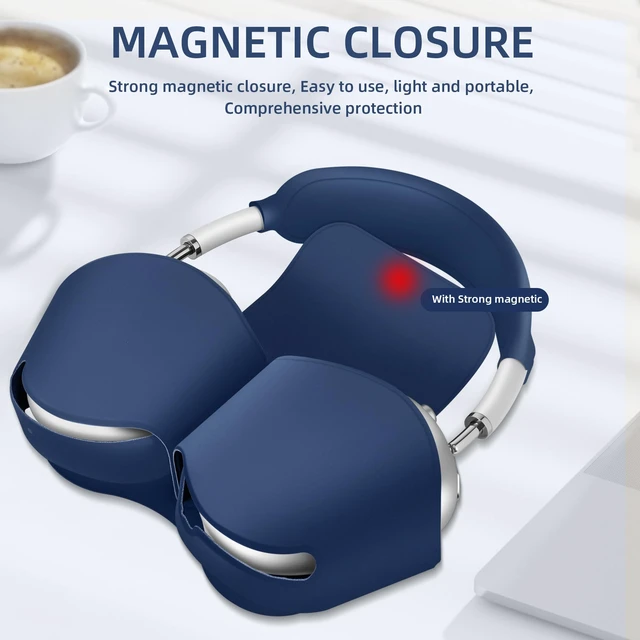 Alt view image 3 of 7 - 5 in 1 Compatible with Airpods Max 2/1 Smart Case Cover, (2020/2026) Sleep Mode Compatible, for Apple AirPod Max Headphones Case Soft Leather & Silicone Set Protective Accessories Portable, Blue