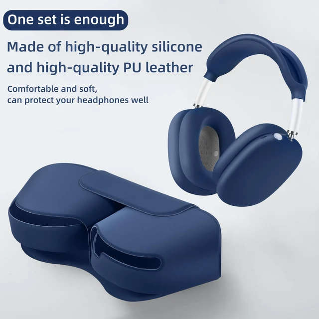 Alt view image 5 of 7 - 5 in 1 Compatible with Airpods Max 2/1 Smart Case Cover, (2020/2026) Sleep Mode Compatible, for Apple AirPod Max Headphones Case Soft Leather & Silicone Set Protective Accessories Portable, Blue