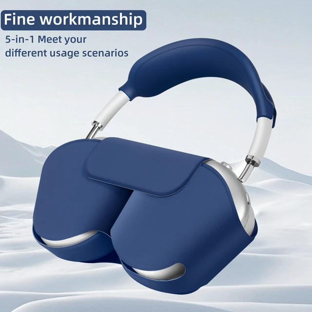 Alt view image 6 of 7 - 5 in 1 Compatible with Airpods Max 2/1 Smart Case Cover, (2020/2026) Sleep Mode Compatible, for Apple AirPod Max Headphones Case Soft Leather & Silicone Set Protective Accessories Portable, Blue