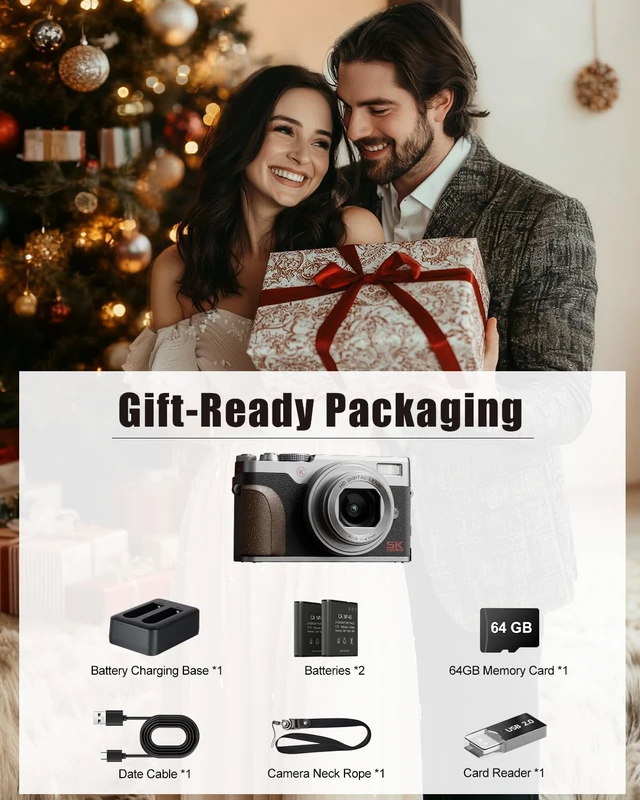 Alt view image 7 of 7 - NBD 5K 64MP Digital Cameras for Photography, 18X Digital Zoom, Flip Screen Autofocus, 180° Flip Screen, Anti-Shake, 2 Batteries, 64GB Card, for YouTube, Vlogging and Travel