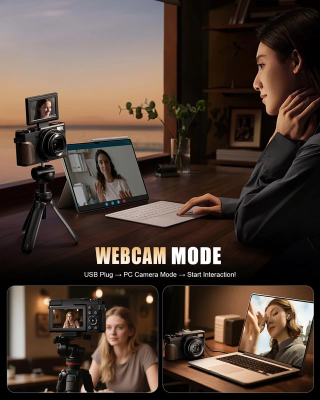Alt view image 4 of 7 - NBD 5K 64MP Digital Cameras for Photography, 18X Digital Zoom, Flip Screen Autofocus, 180° Flip Screen, Anti-Shake, 2 Batteries, 64GB Card, for YouTube, Vlogging and Travel