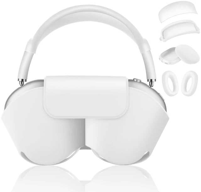 Main image of 5 in 1 Compatible with Airpods Max 2/1 Smart Case Cover, (2020/2026) Sleep Mode Compatible, for Apple AirPod Max Headphones Case Soft Leather & Silicone Set Protective Accessories Portable, White