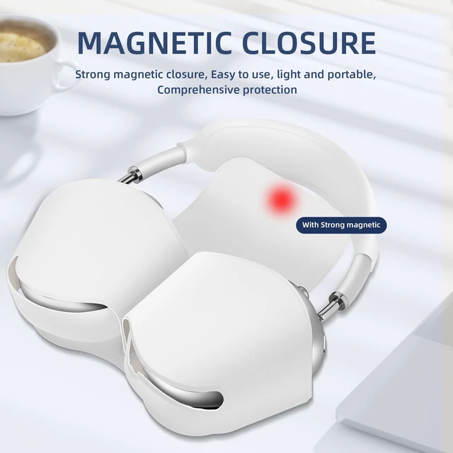 Alt view image 3 of 7 - 5 in 1 Compatible with Airpods Max 2/1 Smart Case Cover, (2020/2026) Sleep Mode Compatible, for Apple AirPod Max Headphones Case Soft Leather & Silicone Set Protective Accessories Portable, White