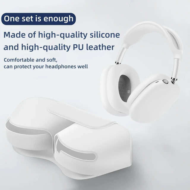 Alt view image 5 of 7 - 5 in 1 Compatible with Airpods Max 2/1 Smart Case Cover, (2020/2026) Sleep Mode Compatible, for Apple AirPod Max Headphones Case Soft Leather & Silicone Set Protective Accessories Portable, White