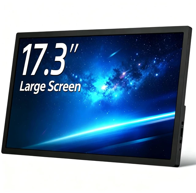 Main image of 17.3 Inch Portable Monitor, USB-C HDMI Large Screen Cumputer Extender Widescreen Display with Kickstand, Ultra-Slim External Second Screen for Laptop, PC, Phone