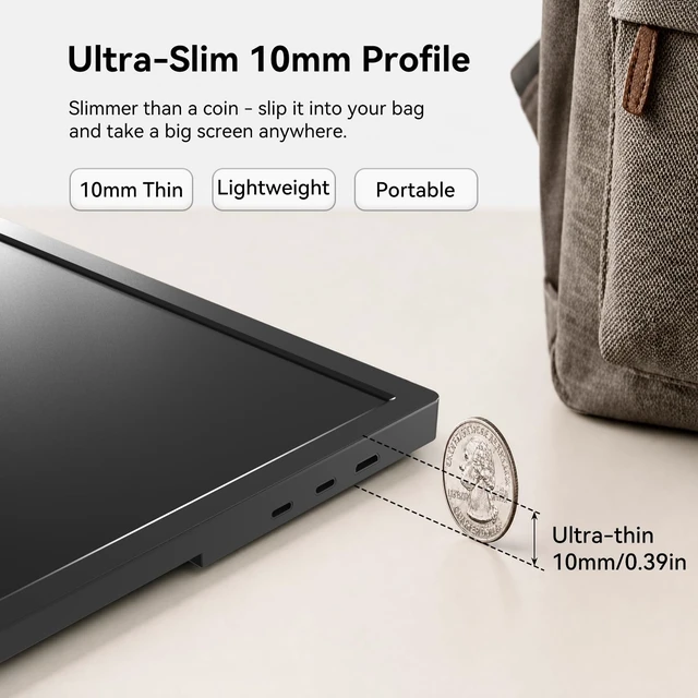 Alt view image 3 of 7 - 17.3 Inch Portable Monitor, USB-C HDMI Large Screen Cumputer Extender Widescreen Display with Kickstand, Ultra-Slim External Second Screen for Laptop, PC, Phone