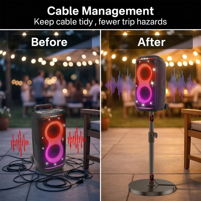 Alt view image 5 of 6 - Floor Speaker Stand for JBL PartyBox 520 Stand, Adjustable Height 24.4"-32.3", Heavy Duty Surround Speaker Stands for JBL PartyBox Stand with Reinforced Base, Supports Up to 57 Lbs, 1 Pack