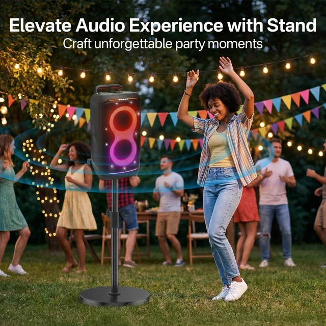 Alt view image 6 of 6 - Floor Speaker Stand for JBL PartyBox 520 Stand, Adjustable Height 24.4"-32.3", Heavy Duty Surround Speaker Stands for JBL PartyBox Stand with Reinforced Base, Supports Up to 57 Lbs, 1 Pack