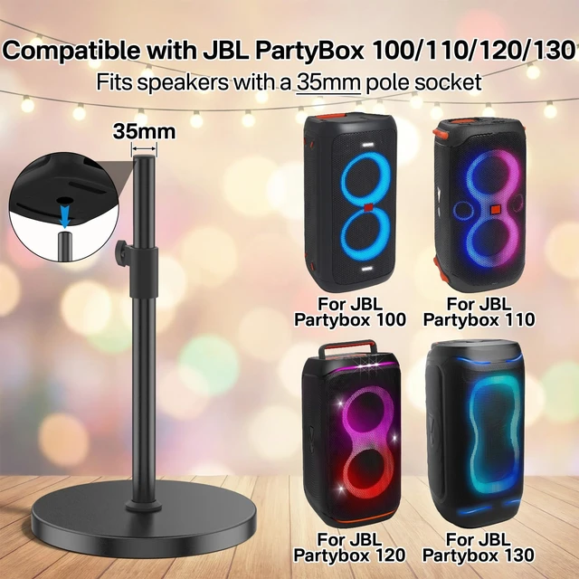 Alt view image 2 of 6 - Floor Speaker Stand for JBL PartyBox 100/110/120/130 Stand, Adjustable Height 24.4"-32.3", Heavy Duty Surround Speaker Stands for JBL PartyBox Stand with Reinforced Base, Supports Up to 57 Lbs, 1 Pack