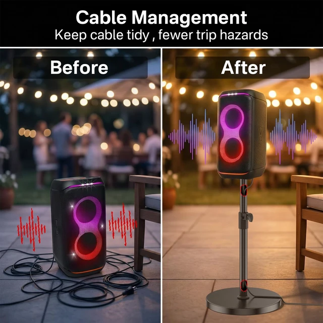 Alt view image 5 of 6 - Floor Speaker Stand for JBL PartyBox 100/110/120/130 Stand, Adjustable Height 24.4"-32.3", Heavy Duty Surround Speaker Stands for JBL PartyBox Stand with Reinforced Base, Supports Up to 57 Lbs, 1 Pack