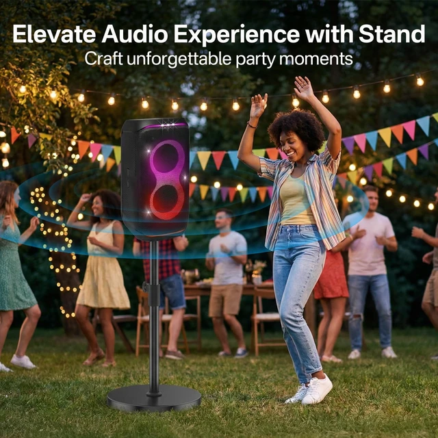 Alt view image 6 of 6 - Floor Speaker Stand for JBL PartyBox 100/110/120/130 Stand, Adjustable Height 24.4"-32.3", Heavy Duty Surround Speaker Stands for JBL PartyBox Stand with Reinforced Base, Supports Up to 57 Lbs, 1 Pack