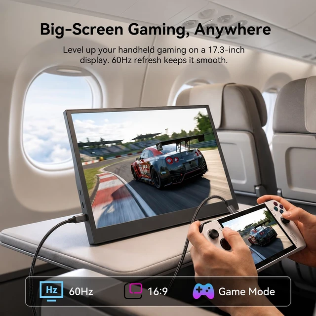 Alt view image 5 of 7 - 17.3 Inch Portable Monitor, USB-C HDMI Large Screen Cumputer Extender Widescreen Display with Kickstand, Ultra-Slim External Second Screen for Laptop, PC, Phone