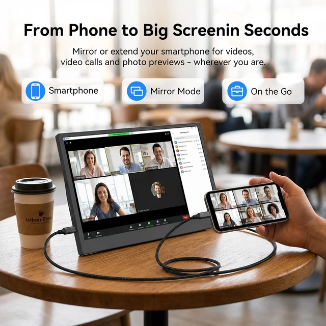 Alt view image 6 of 7 - 17.3 Inch Portable Monitor, USB-C HDMI Large Screen Cumputer Extender Widescreen Display with Kickstand, Ultra-Slim External Second Screen for Laptop, PC, Phone