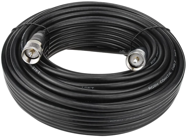 Main image of RG8x Coaxial Cable 75 ft, CB Coax Cable, UHF PL259 Male to Male Low Loss CB Antenna Cable, 50 Ohm for HAM Radio, Antenna Analyzer, Dummy Load, SWR Meter