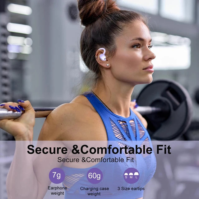 Alt view image 5 of 7 - Wireless Earbuds, Bluetooth Earbuds, Bluetooth 5.4 Headphones 68hrs Playtime Sport Earphones with LED Display ENC Noise Cancelling Mic, IPX7 Waterproof Over Ear Ear Buds with Hook for Gym/Workout