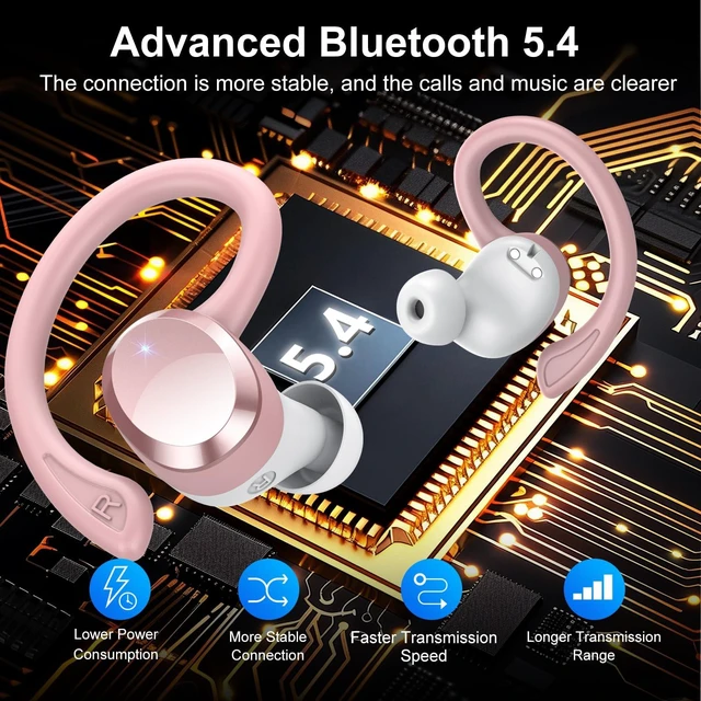 Alt view image 3 of 7 - Wireless Earbuds, 2026 New Bluetooth 5.4 Headphones Sport Earphones with 68Hrs Playtime LED Display ENC Noise Cancelling Mic, IPX7 Waterproof Over Ear Ear Buds with Hook for Sports/Running