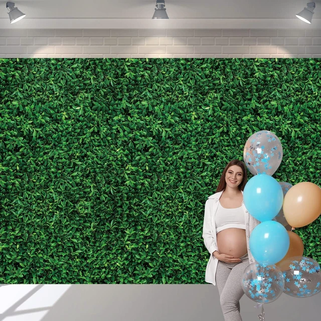 Alt view image 4 of 6 - 12 Pcs 9 x 4.5 Ft Green Leaves Photography Backdrop Grass Tablecloth Waterproof 3D Leaf Backdrop for Photo Booth, Green Leaves Plastic Tablecloths, Reusable Party Decor for Baby Shower Birthday