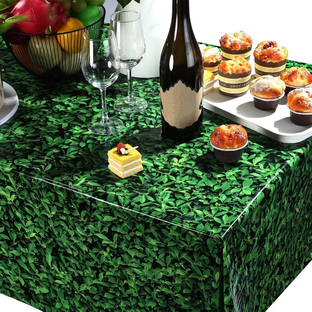 Alt view image 6 of 6 - 12 Pcs 9 x 4.5 Ft Green Leaves Photography Backdrop Grass Tablecloth Waterproof 3D Leaf Backdrop for Photo Booth, Green Leaves Plastic Tablecloths, Reusable Party Decor for Baby Shower Birthday