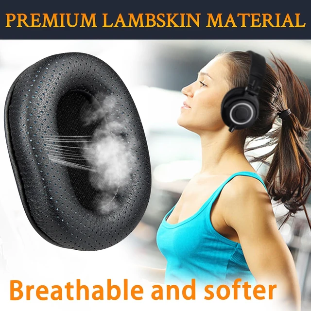 Alt view image 4 of 7 - Lambskin Earpads for ATH M50X Headphones - Black for Audio Technica M50X/M40X/M30X/M20X/MSR7/SX1 Monitor Headphones