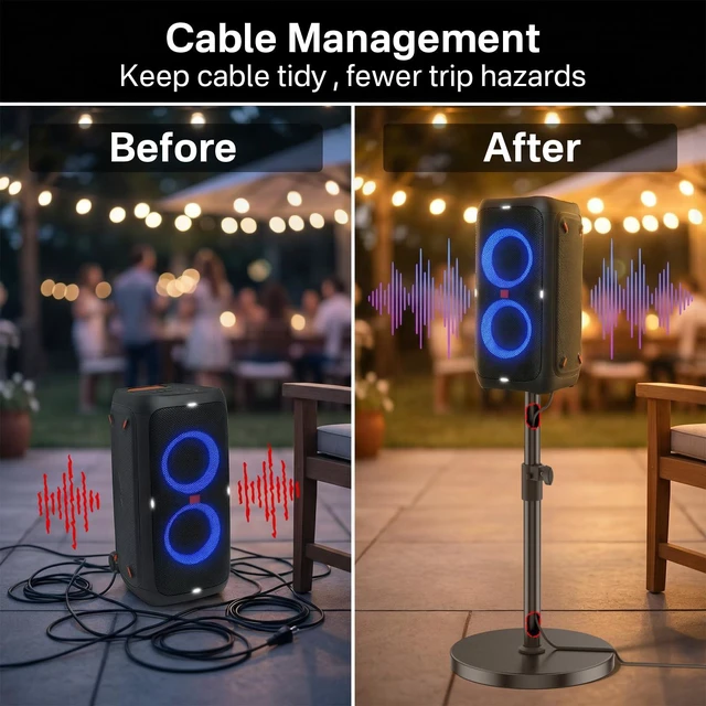 Alt view image 5 of 6 - Floor Speaker Stand for JBL PartyBox 310/320/330 Stand, Adjustable Height 24.4"-32.3", Heavy Duty Surround Speaker Stands for JBL PartyBox Stand with Reinforced Base, Supports Up to 57 Lbs, 1 Pack