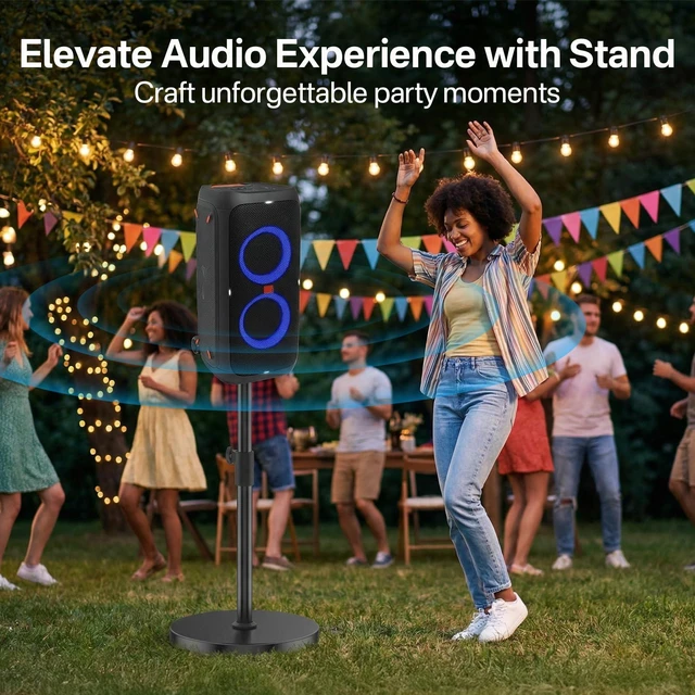 Alt view image 6 of 6 - Floor Speaker Stand for JBL PartyBox 310/320/330 Stand, Adjustable Height 24.4"-32.3", Heavy Duty Surround Speaker Stands for JBL PartyBox Stand with Reinforced Base, Supports Up to 57 Lbs, 1 Pack