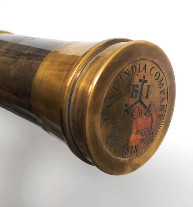 Alt view image 5 of 7 - Rare Brass Telescope Spyglass - East India Company 1818 Tracker Vintage Pirate Spyglass Scope Antique 32" Large Handstitched Leather Gift Box (BT-EIC-32)