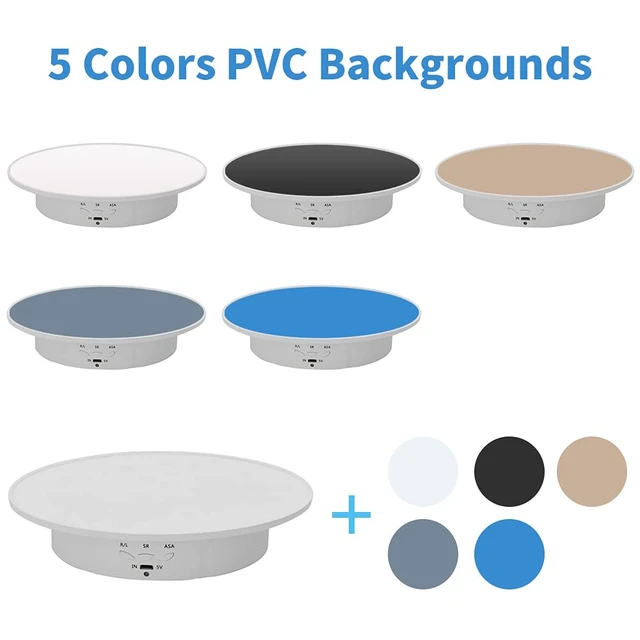 Alt view image 3 of 7 - Motorized Rotating Display Stand, 7.87inch /17.6lbs Load, 360 Degree Electric Rotating Turntable for Photography Products, Jewelry, 3D Model,with 5 Colors Backgrounds White