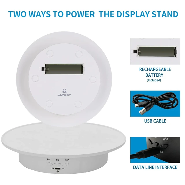 Alt view image 2 of 7 - Motorized Rotating Display Stand, 7.87inch /17.6lbs Load, 360 Degree Electric Rotating Turntable for Photography Products, Jewelry, 3D Model,with 5 Colors Backgrounds White