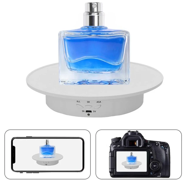 Alt view image 4 of 7 - Motorized Rotating Display Stand, 7.87inch /17.6lbs Load, 360 Degree Electric Rotating Turntable for Photography Products, Jewelry, 3D Model,with 5 Colors Backgrounds White
