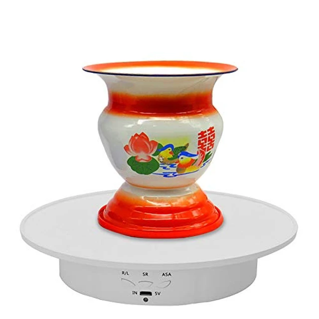 Alt view image 7 of 7 - Motorized Rotating Display Stand, 7.87inch /17.6lbs Load, 360 Degree Electric Rotating Turntable for Photography Products, Jewelry, 3D Model,with 5 Colors Backgrounds White