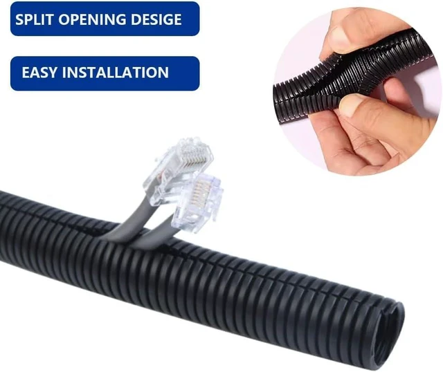 Alt view image 2 of 7 - 32 FT 1/2 inch Split Wire Loom Tubing Wire Conduit,Flexible Wire Covers Cord Protectors,Cord Protectors from Pets,Black (1/2"-32ft)